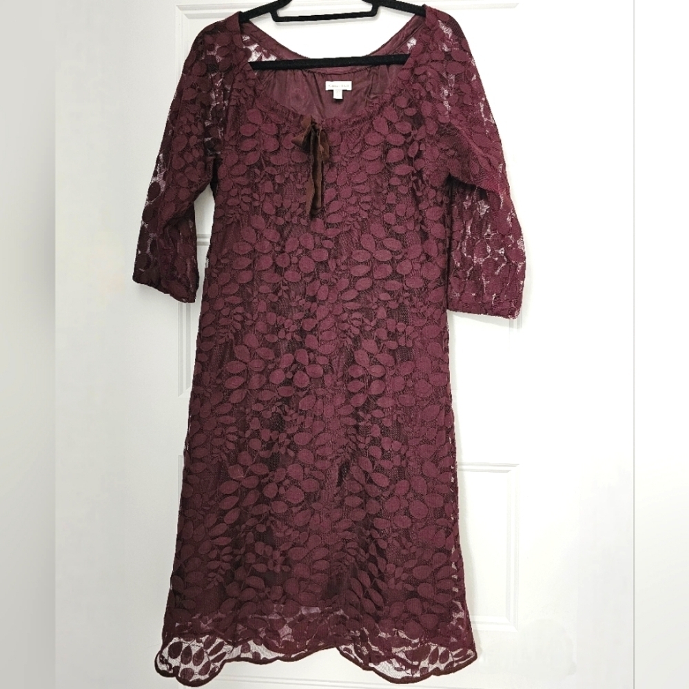 Garnet Hill Burgundy Lace Dress sz 6